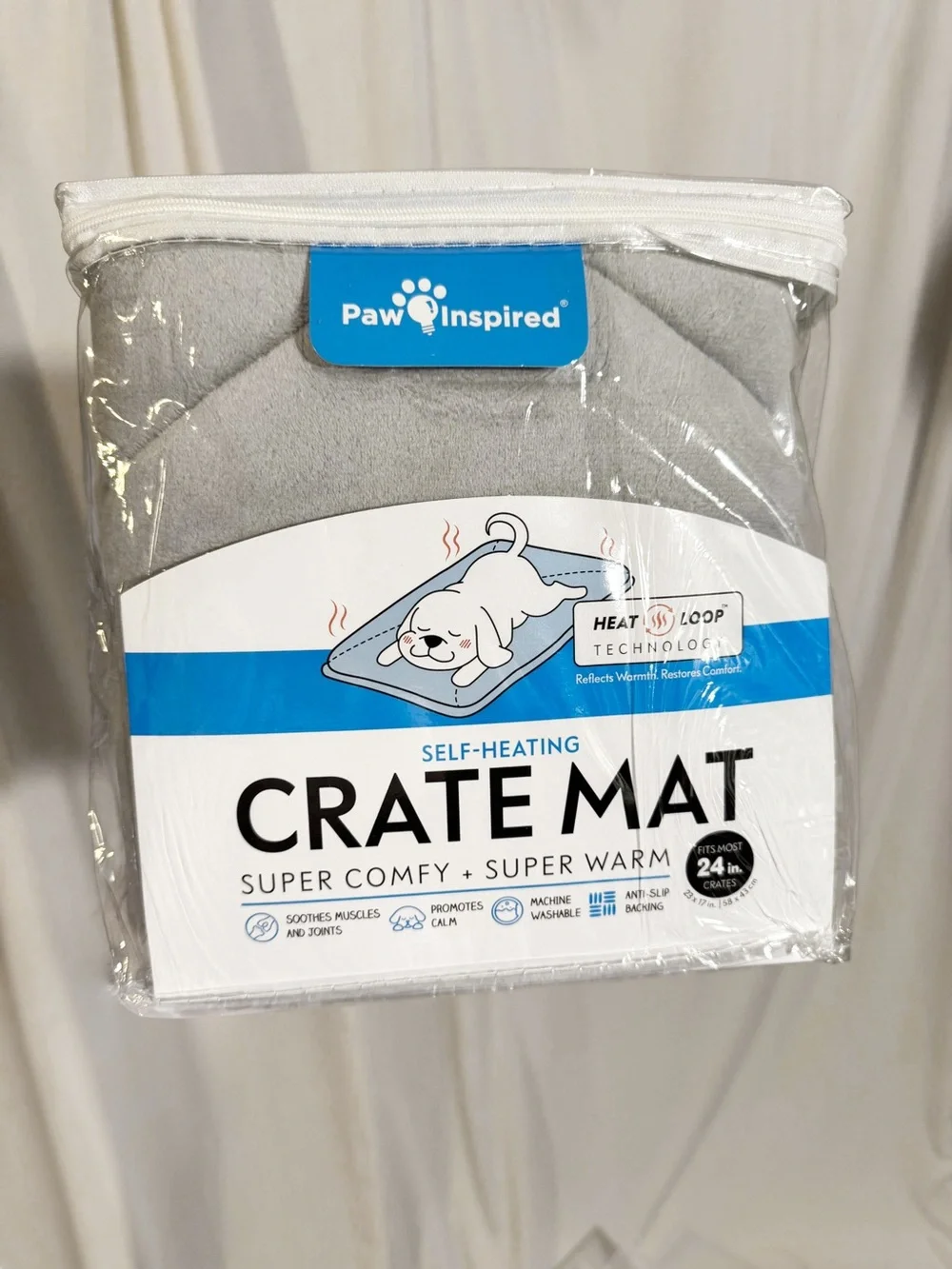 Self-Heating Crate Mat - Light Gray